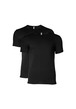Мужские футболки, комплект из 2 шт: круглый вырез, круглый вырез, хлопок-эластичный, однотонный MOSCHINO, черный