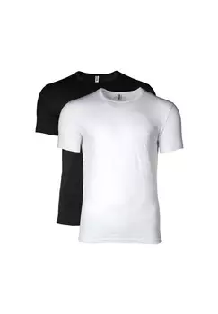 Мужские футболки, комплект из 2 шт: круглый вырез, круглый вырез, хлопок-эластичный, однотонный MOSCHINO, черно-белый