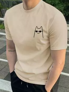 Мужские футболки Manfinity с рисунками мультфильмов, абрикосовый цвет