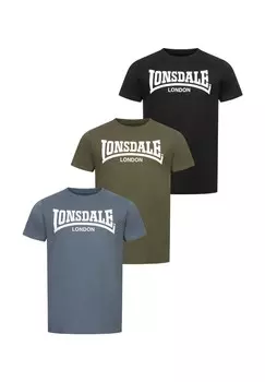 Мужские футболки стандартного кроя, 3 пары HINSTOCK LONSDALE, цвет Black/green/blue