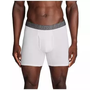 Мужские хлопковые боксеры UA Performance 6 дюймов Under Armour — 3 шт., белый
