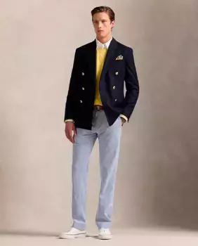 Мужские хлопковые брюки чинос прямого кроя Straight fit Polo Ralph Lauren, светло-голубой