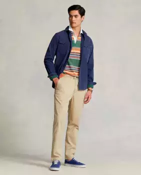 Мужские хлопковые брюки чинос с кулиской на талии Polo Ralph Lauren, бежевый