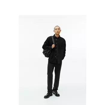 Мужские хлопковые прямые джинсы Arket со средней посадкой, технический углерод