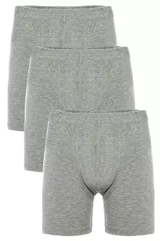 Мужские хлопковые серые меланжевые длинные боксеры из трех предметов 416G TOLIN