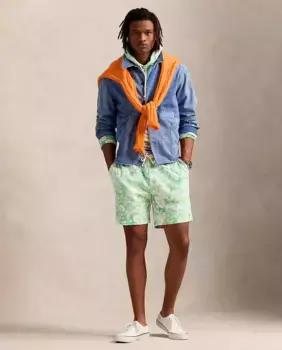 Мужские хлопковые шорты с принтом Polo Ralph Lauren, зеленый