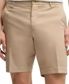 Мужские хлопковые шорты Slim-Fit из твила Hugo Boss, коричневый/бежевый