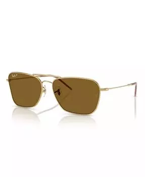 Мужские и женские поляризованные солнцезащитные очки Caravan Reverse RBR0102S Ray-Ban, золотой