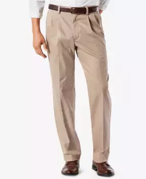 Мужские классические брюки Big & Tall Easy с защипами, хаки, с эффектом стрейч Dockers, коричневый/бежевый