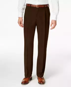 Мужские классические брюки ECLO Stria со складками и скрытой эластичной резинкой на талии Haggar, коричневый