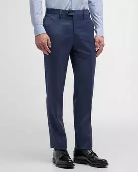 Мужские классические брюки из шерстяного твила Giorgio Armani, цвет Blue