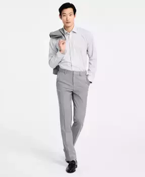 Мужские классические брюки Modern-Fit из смесовой шерсти Hugo Boss, серый