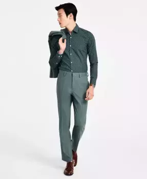 Мужские классические брюки Modern-Fit из смесовой шерсти Hugo Boss, серый