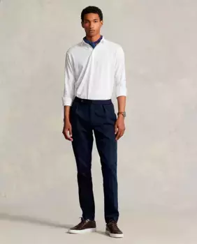 Мужские классические брюки прямого кроя двойной вязки Polo Ralph Lauren, темно-синий