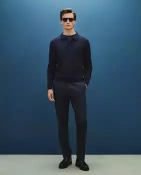 Мужские классические брюки с эластичной резинкой на талии и обычным хлопковым эластомером Dustin, темно-синий