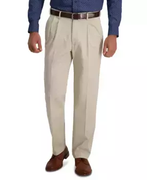 Мужские классические брюки с защипами Premium Khaki Iron Free Haggar, коричневый/бежевый