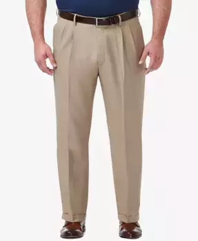 Мужские классические брюки со складками Big & Tall Premium Comfort Stretch, однотонные Haggar, коричневый/бежевый