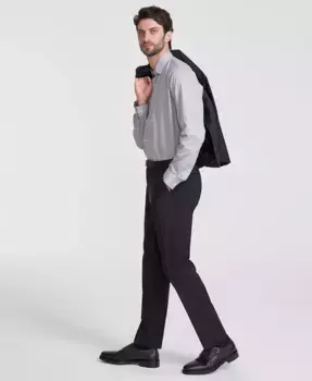 Мужские классические брюки Superflex Slim-Fit с эластичной тканью Hugo Boss, черный