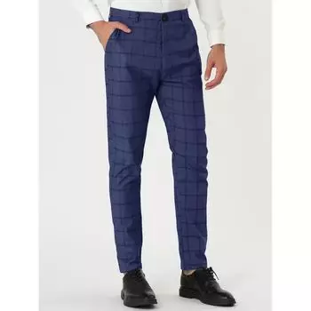 Мужские классические брюки узкого кроя с плоской передней частью в клетку и карманами Lars Amadeus