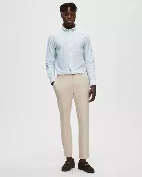 Мужские классические брюки узкого кроя Selected, бежевый