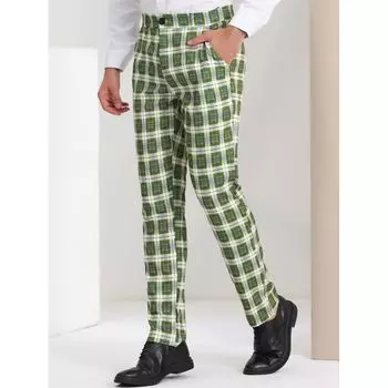Мужские классические брюки в клетку, эластичные брюки в деловую клетку с плоской передней частью Lars Amadeus