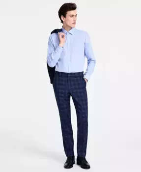 Мужские классические брюки в клетку Modern-Fit Hugo Boss, синий