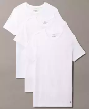 Мужские классические футболки с круглым вырезом, 3 штуки, хлопок Calvin Klein, белый