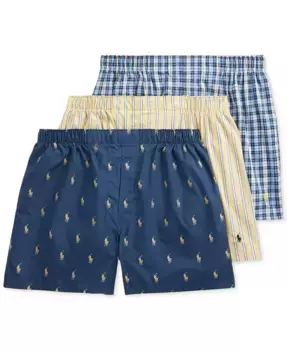 Мужские классические хлопковые боксеры, 3 шт Polo Ralph Lauren, мультиколор