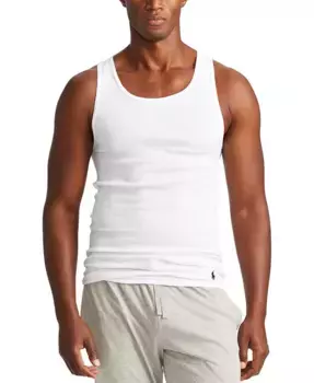 Мужские классические хлопковые майки в наборе из 3 штук (удлиненные) Polo Ralph Lauren, белый