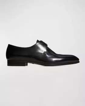 Мужские классические оксфорды из блестящей кожи Santoni, цвет Black