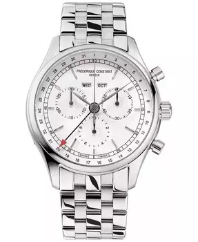 Мужские классические швейцарские часы с браслетом из нержавеющей стали с хронографом, 40 мм Frederique Constant, серебро