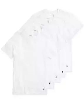 Мужские классические V-образные футболки из хлопка, 5 штук, Slim Fit Polo Ralph Lauren, белый