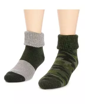 Мужские комплекты из 2 пар коротких носков с термофиксацией, черные, один размер MUK LUKS, зеленый