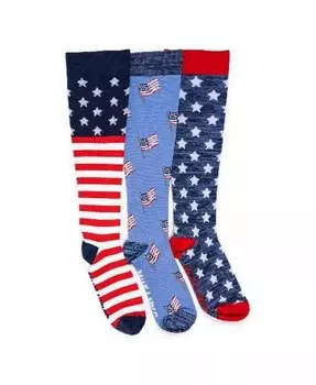 Мужские компрессионные гольфы унисекс, 3 пары нейлоновых компрессионных носков, красный/белый/синий, один размер MUK LUKS, мультиколор