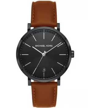 Мужские коричневые кожаные часы Irving с тремя стрелками, 42 мм Michael Kors