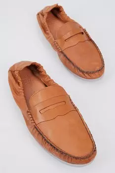 Мужские коричневые кожаные лоферы с эластичной спинкой, удобная посадка TONNY BLACK, коричневый