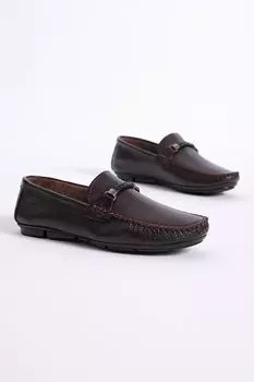 Мужские коричневые лоферы из натуральной кожи с веревкой спереди TONNY BLACK
