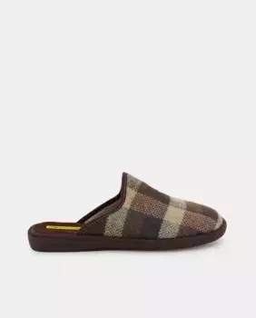 Мужские коричневые открытые тапочки с клетчатым принтом Nordikas, коричневый