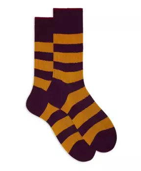 Мужские короткие хлопковые носки в рубчик с двухцветными полосками Gallo, мультиколор