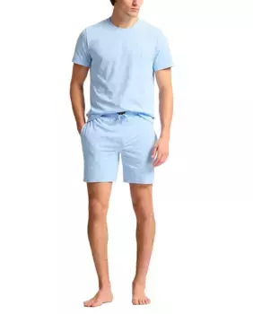 Мужские короткие хлопковые пижамные штаны с принтом Polo Ralph Lauren, синий