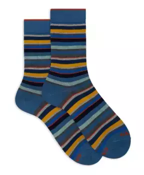 Мужские короткие легкие хлопковые носки с разноцветными микрополосками. Gallo, синий