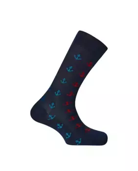 Мужские короткие носки из мерсеризованного хлопка с якорями Сделано в Испании Punto Blanco, синий