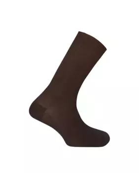Мужские короткие носки из мерсеризованного хлопка в рубчик - Tentesolo Punto Blanco, темно-коричневый