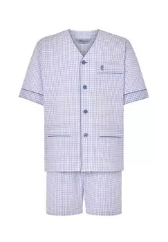 Мужские короткие пижамы премиум-класса для дзюдо из поплина в клетку фиолетового цвета El Bho NOCTURNO, фиолетовый