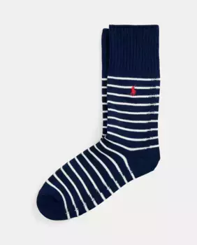 Мужские короткие полосатые носки Polo Ralph Lauren, синий