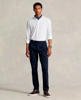 Мужские костюмные брюки классического кроя со складкой спереди Polo Ralph Lauren, темно-синий