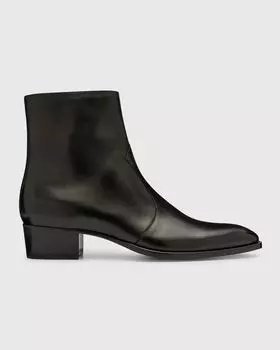 Мужские кожаные ботильоны на молнии Wyatt 40 Saint Laurent, цвет 1000 Nero
