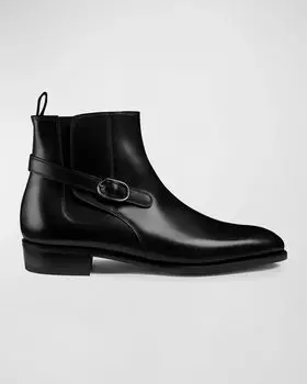 Мужские кожаные ботинки челси с пряжкой Masons John Lobb, цвет Black