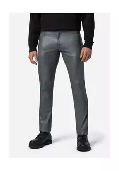 Мужские кожаные брюки приталенного кроя, кожаные брюки с 5 карманами из кожи ягненка - приталенный крой RICANO, цвет Grau Weite Zoll