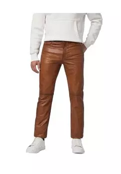 Мужские кожаные брюки Trant Pant, пятикарманные кожаные джинсы из мытой кожи ягненка RICANO, цвет Cognac Braun Weite Zoll